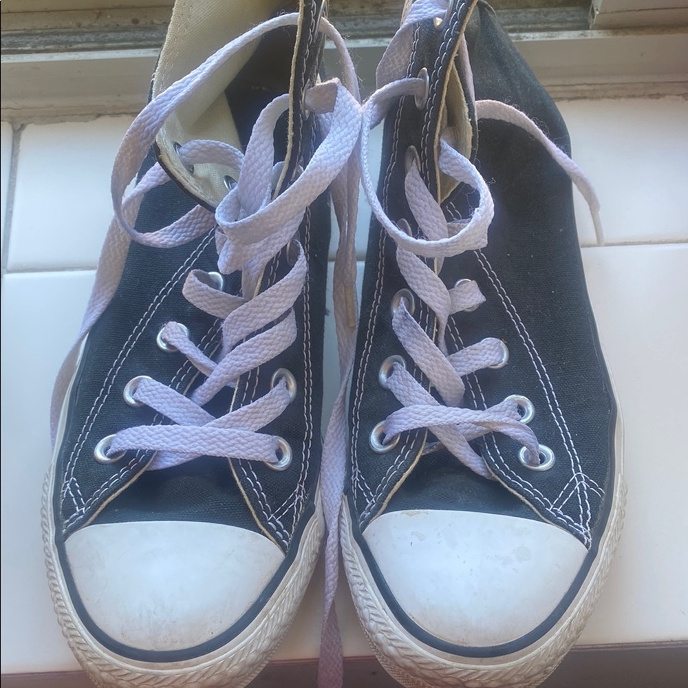 Black High-Top Sneakers with White Laces